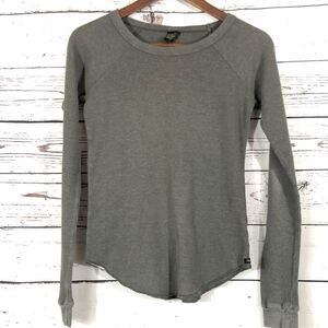 Obey Long Sleeve Waffle Shirt Top Grey XS